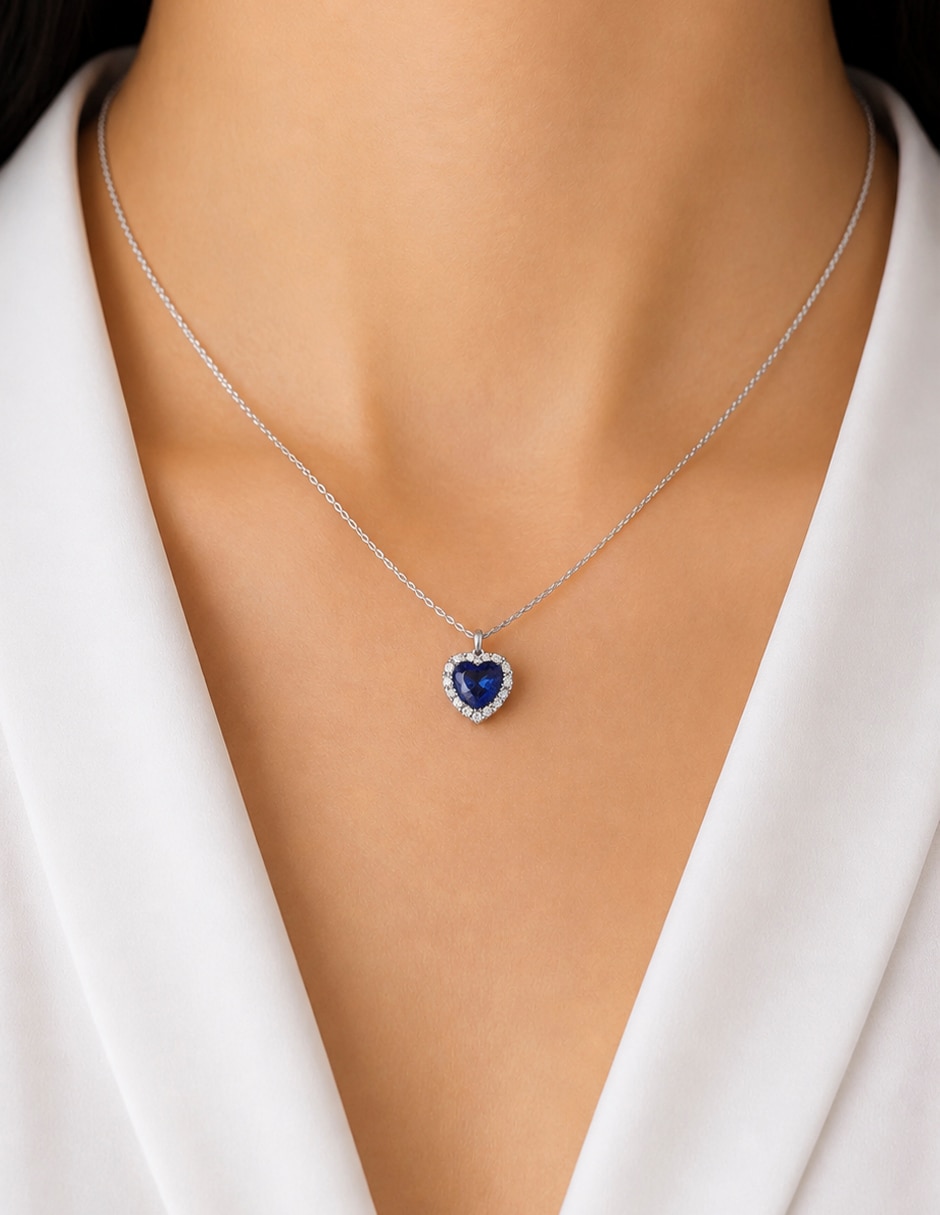 Collar con dije de corazón CIRCONIA Y MICRO PAVÉ 3