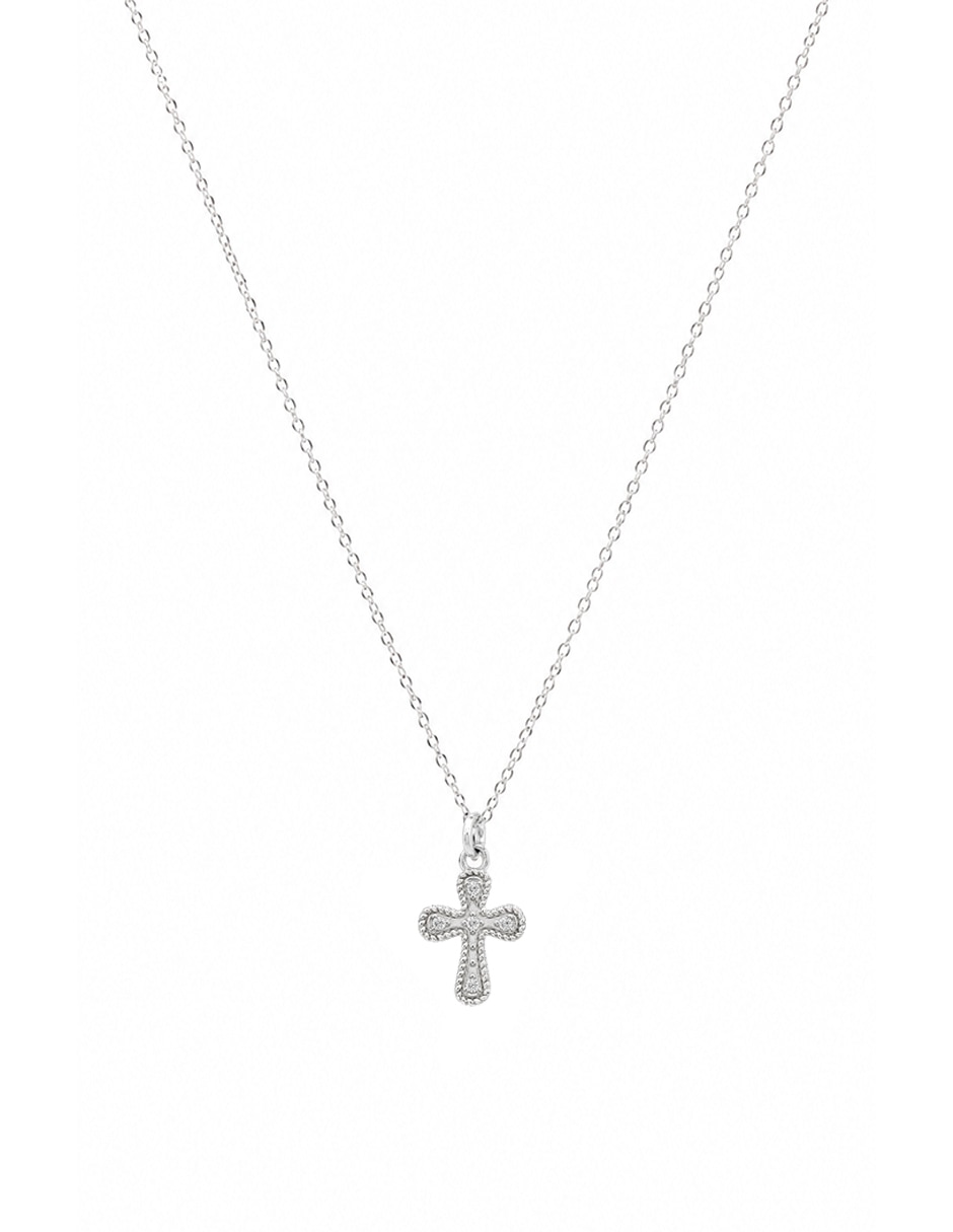 Collar con dije de cruz CRUZ RODIO de plata P 925