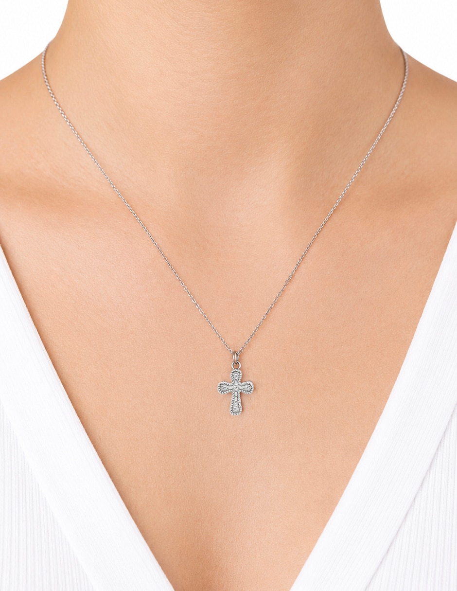 Collar con dije de cruz CRUZ RODIO de plata P 925 3