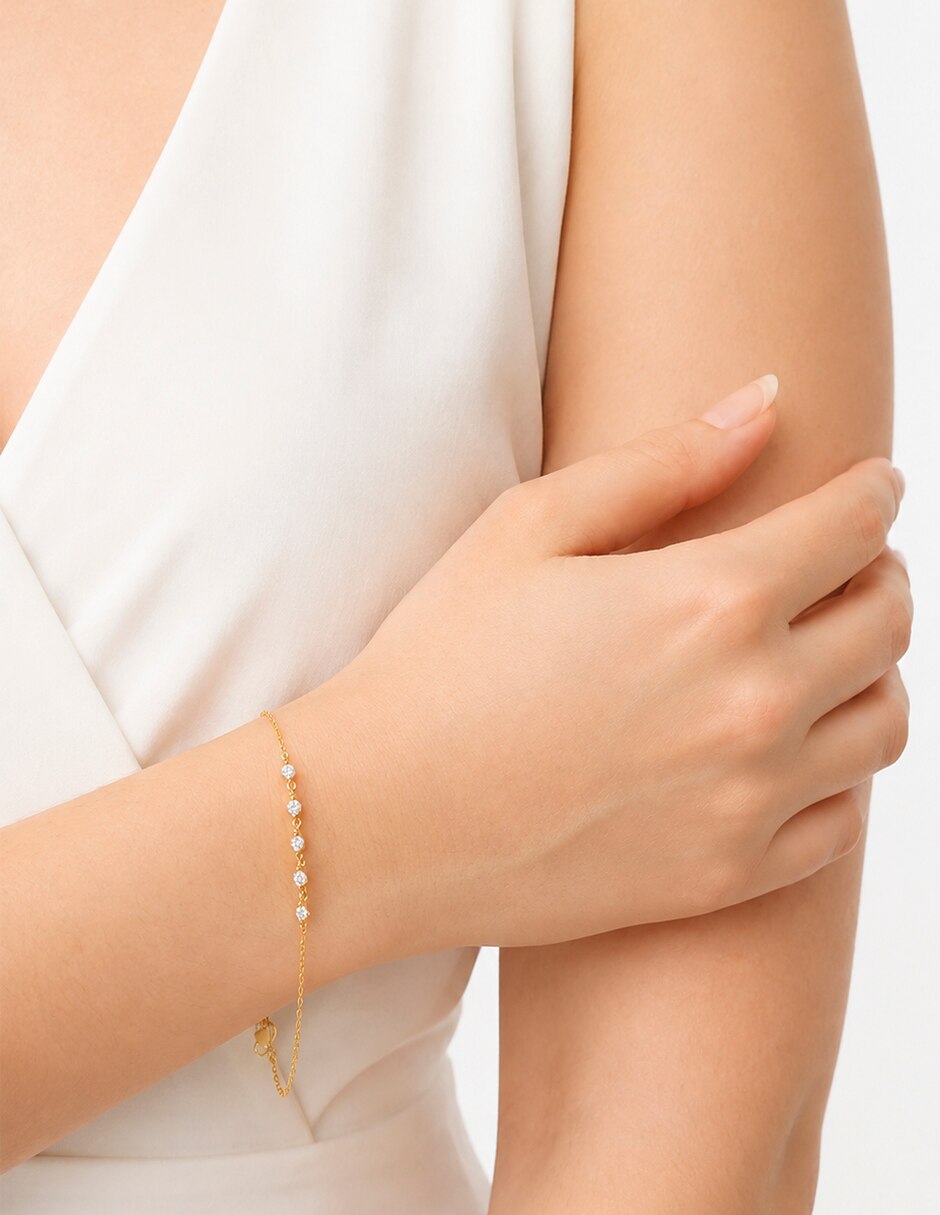 Pulsera de plata con zirconia cúbica P 925 Destellos Cristal acabado brillante 3