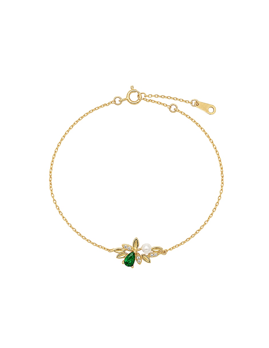 Pulsera de plata con circonita P 925 Naturaleza acabado brillante