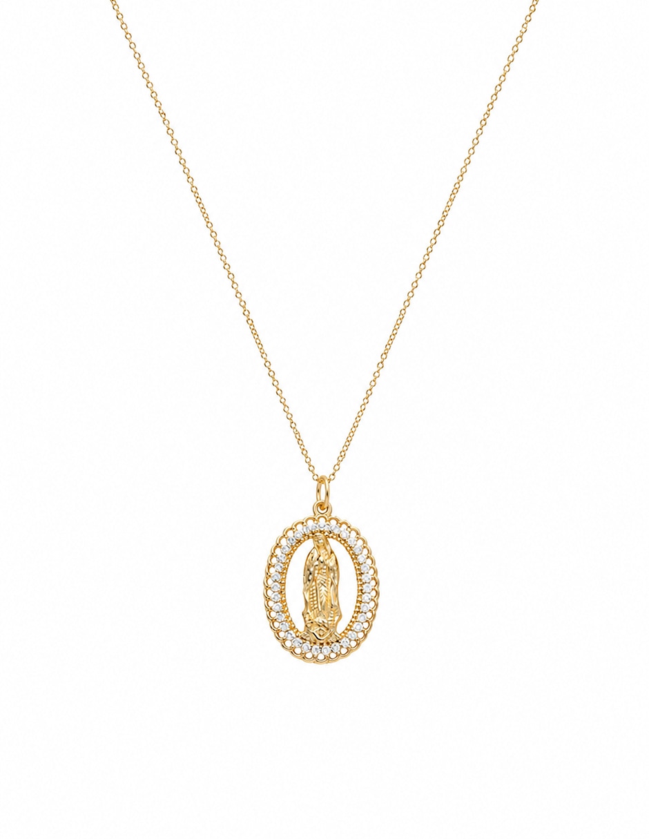 Medalla y cadena Virgen de Guadalupe de ovalado de plata P 925
