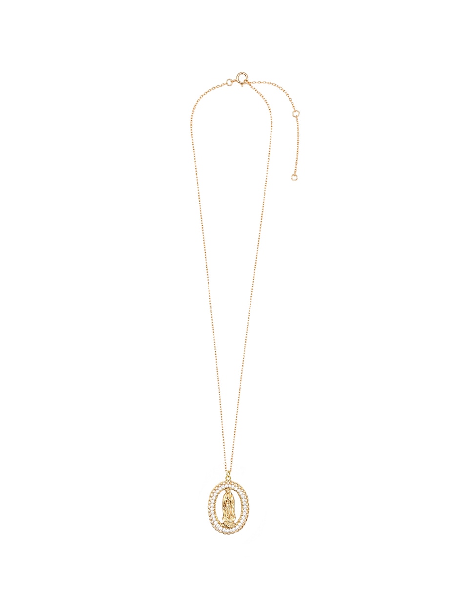 Medalla y cadena Virgen de Guadalupe de ovalado de plata P 925 2