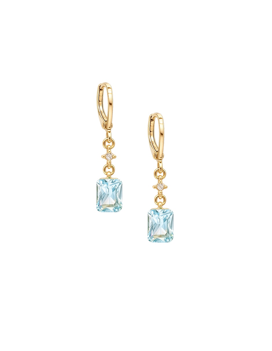 Aretes octagonales Circonia Color con acabado brillante