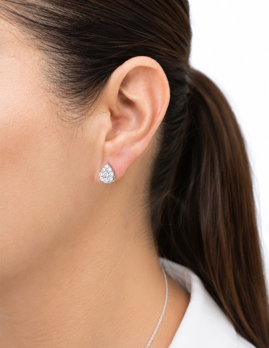 Aretes de gota de plata P 925 con acabado pavé 4