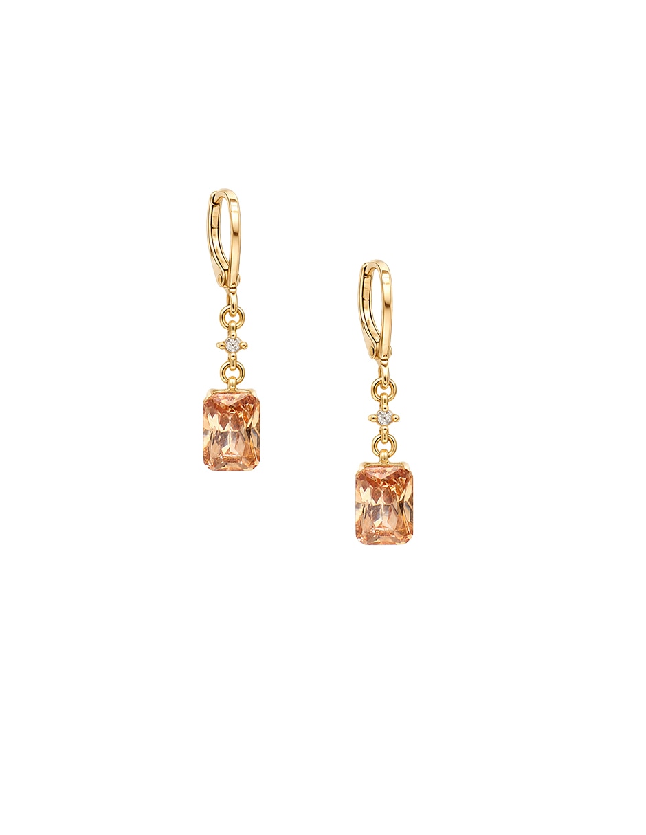 Aretes octagonales Circonia Color con acabado brillante