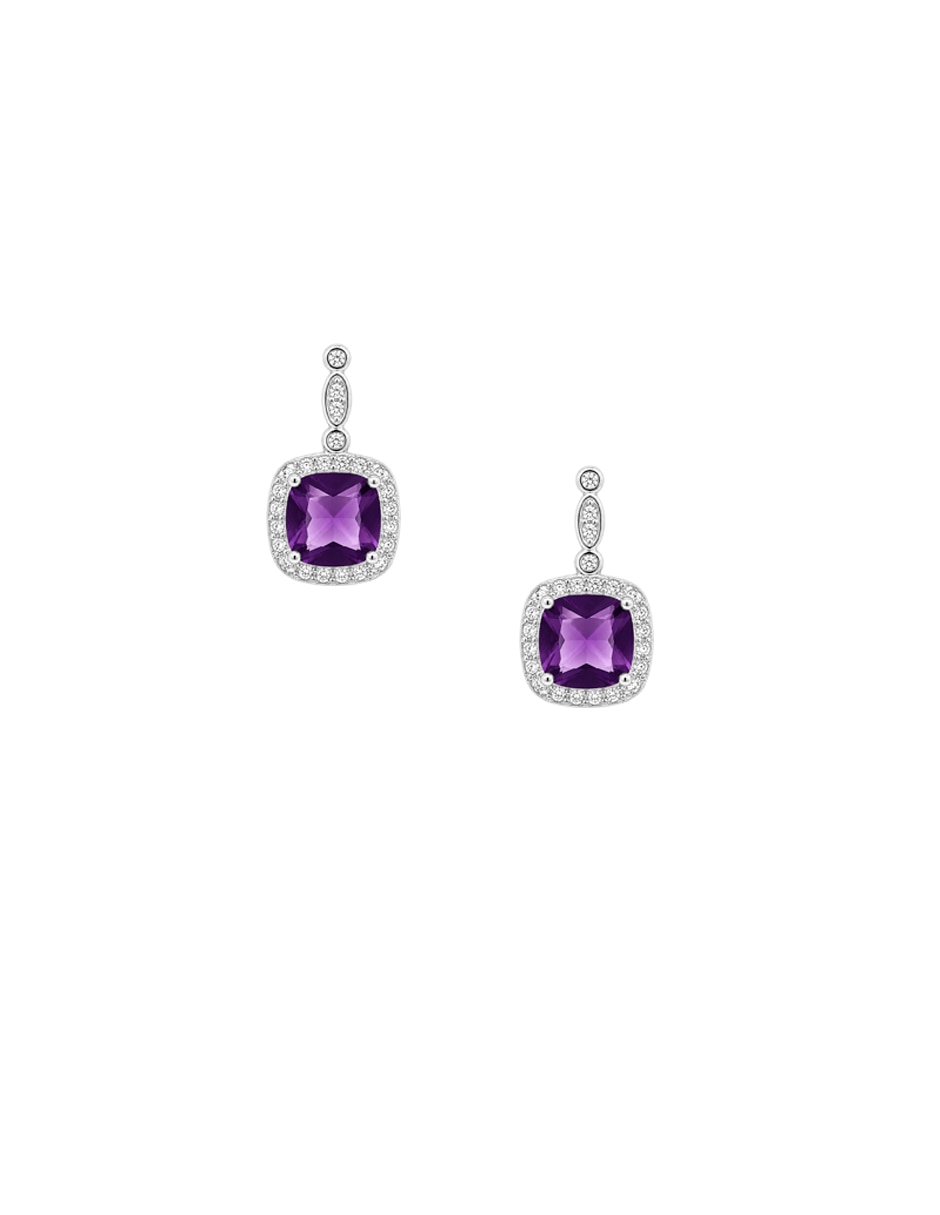 Aretes cuadrados Clásico Circuadrado de plata P 925 con acabado pavé