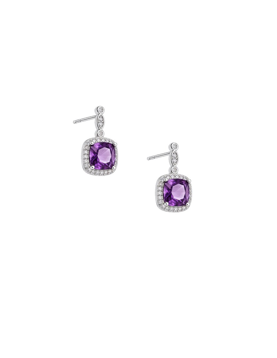Aretes cuadrados Clásico Circuadrado de plata P 925 con acabado pavé 2