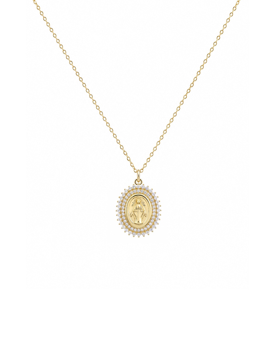 Medalla y cadena de ovalado VIRGEN MILAGROSA de plata P 925