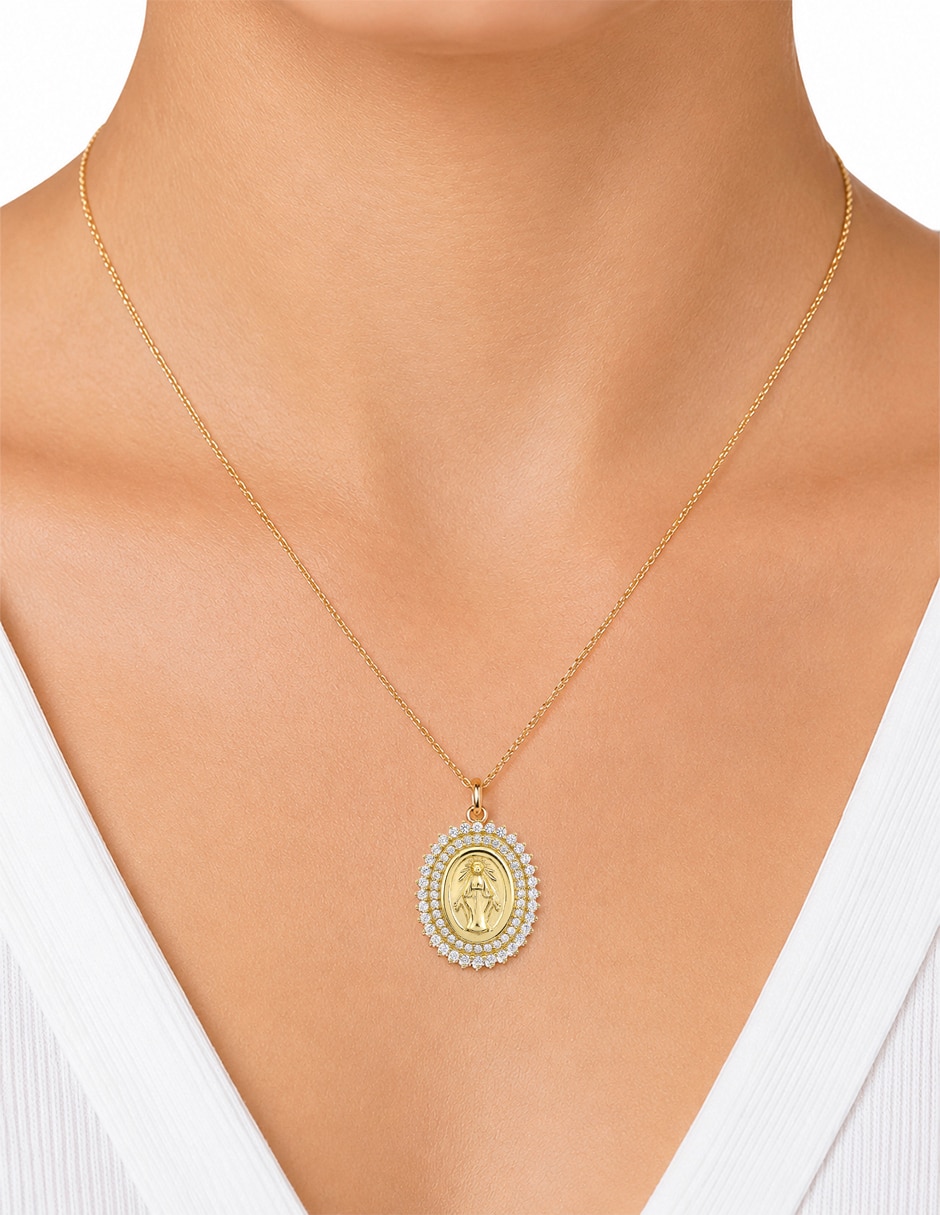 Medalla y cadena de ovalado VIRGEN MILAGROSA de plata P 925 3
