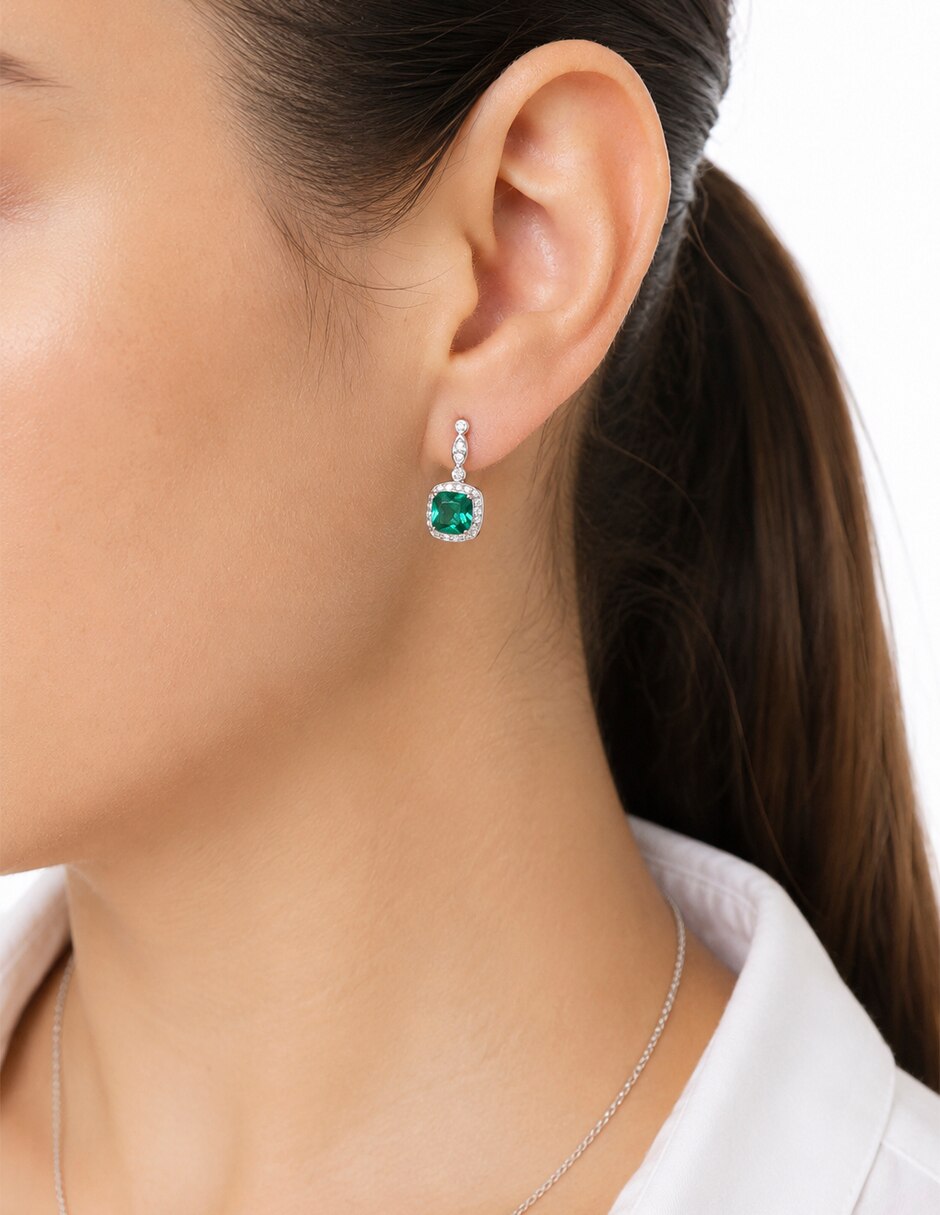 Aretes cuadrados Clásico Circuadrado de plata P 925 con acabado pavé 4
