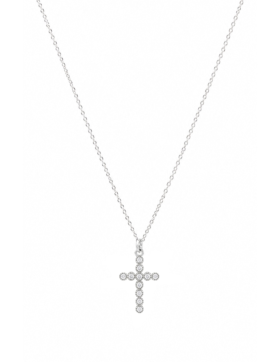 Collar con dije de cruz CRUZ RODIO de plata P 925 Collar con dije de cruz CRUZ RODIO de plata P 925