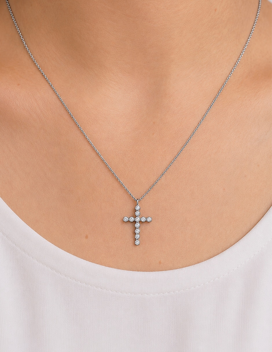 Collar con dije de cruz CRUZ RODIO de plata P 925 3