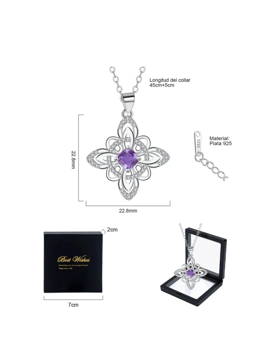 Set collar friends de plata 10 k amatista