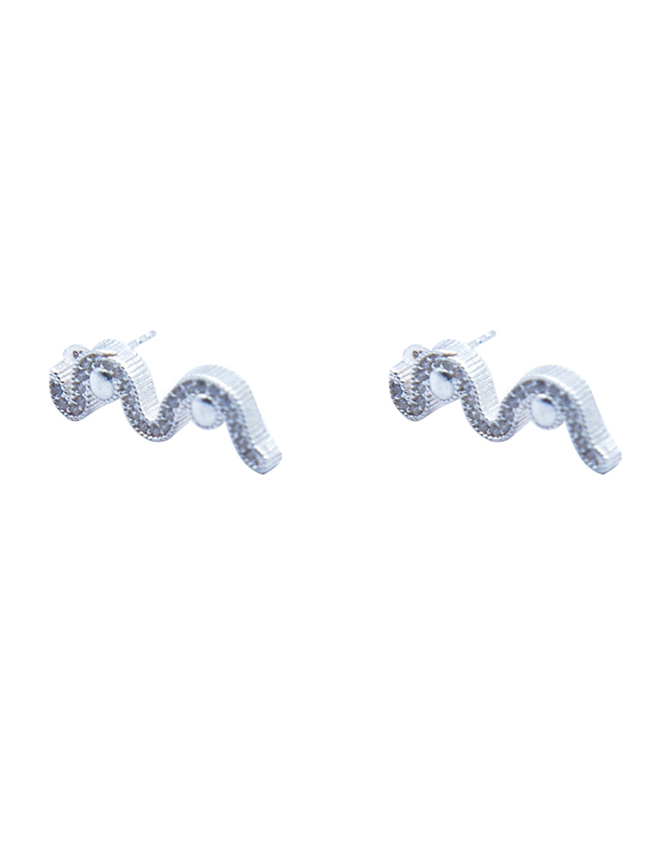 Aretes cortos de plata P.925 con acabado brillante zirconia
