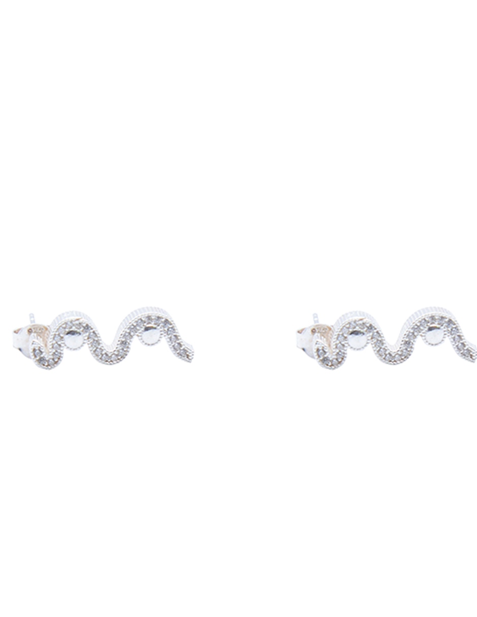 Aretes cortos de plata P.925 con acabado brillante zirconia