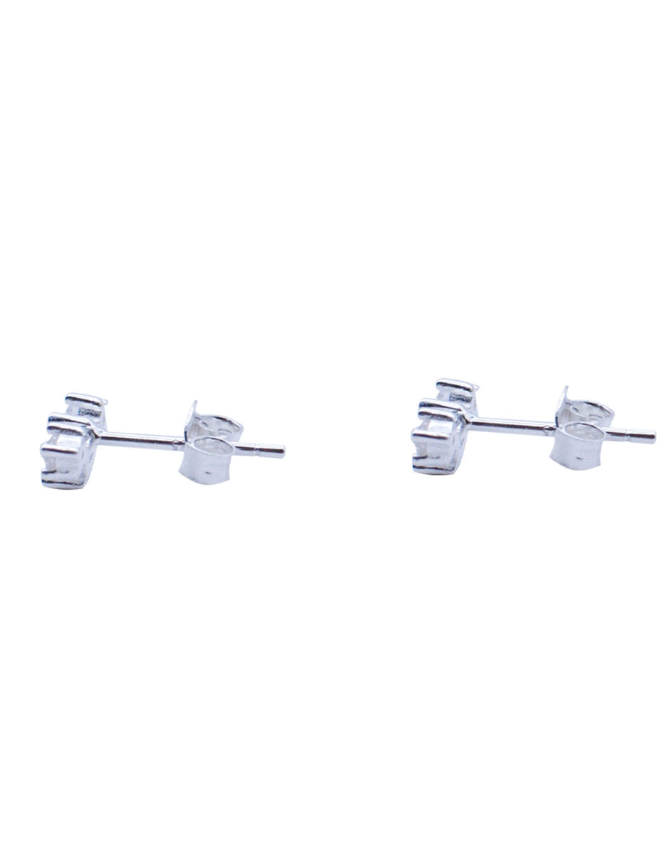 Arete cortos de princesas de plata con acabado plateado zirconia