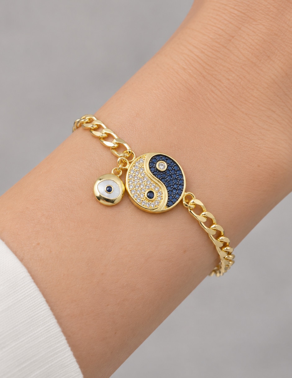 Pulsera de oro con zirconia 18 k 4