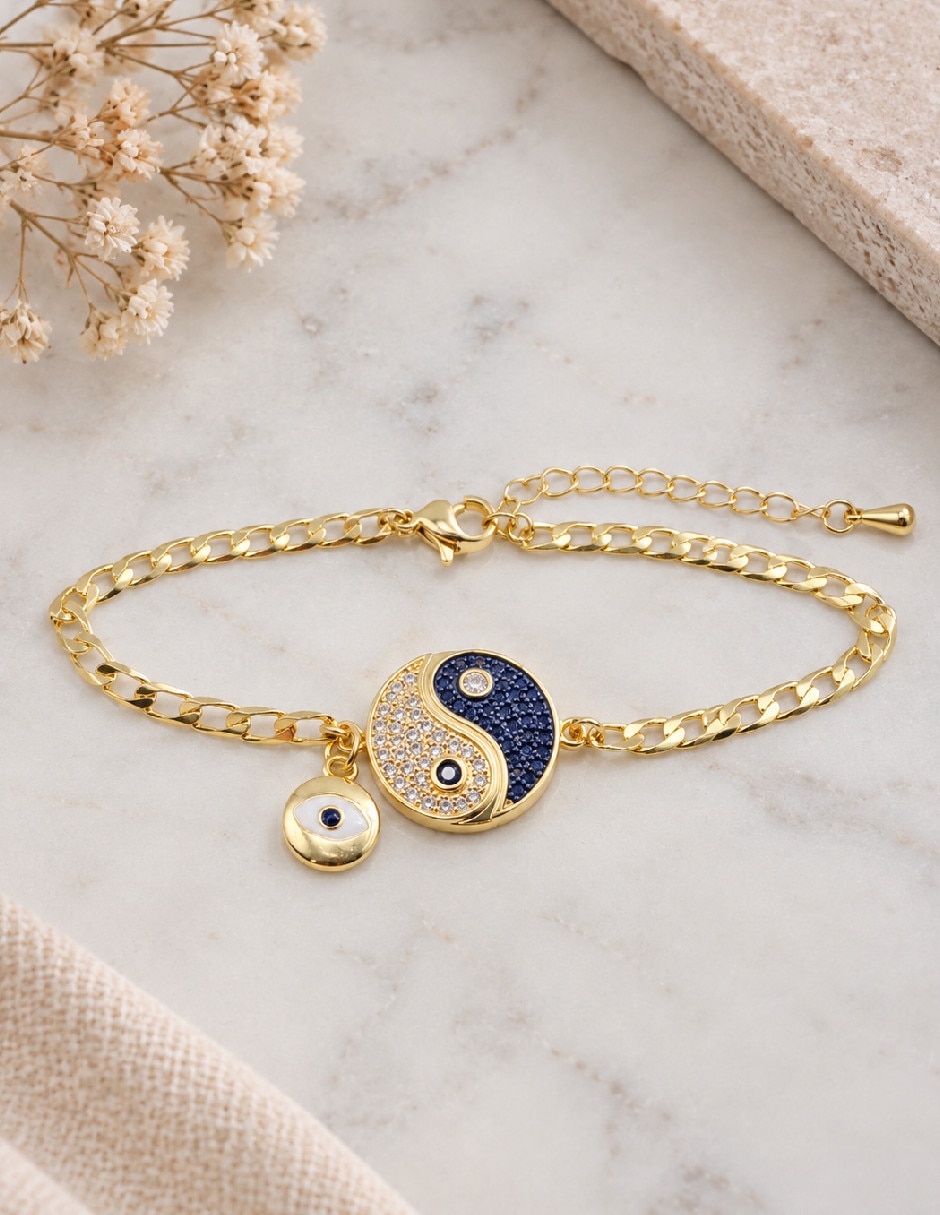 Pulsera de oro con zirconia 18 k 2