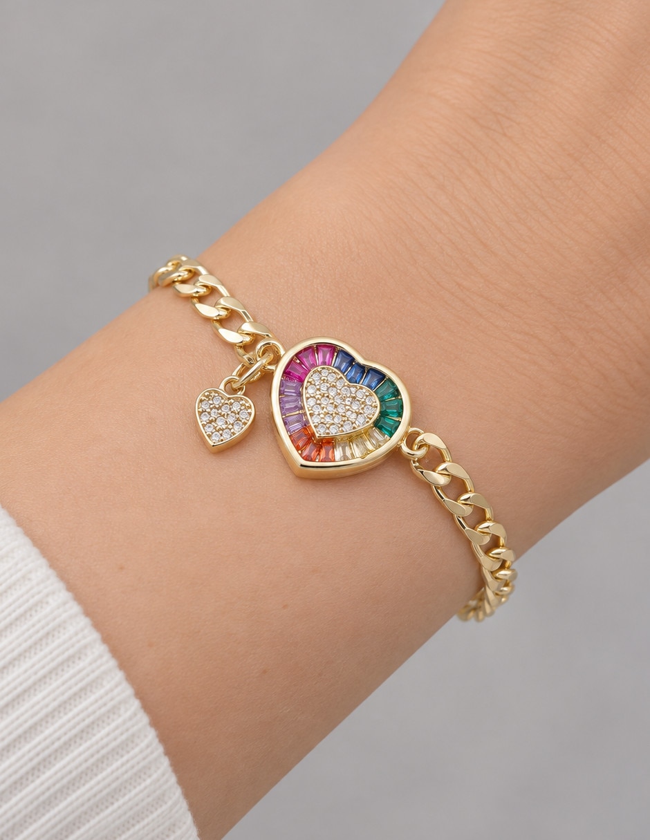 Pulsera de oro con zirconia 18 k 4