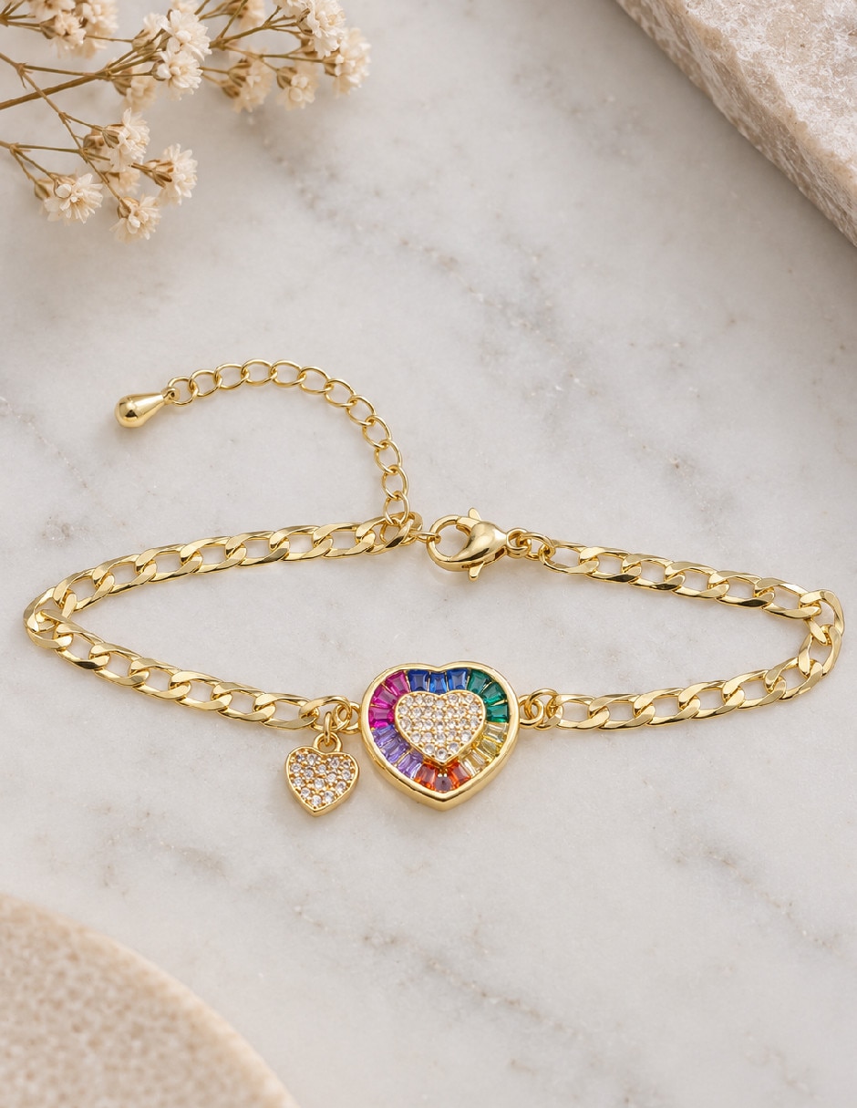 Pulsera de oro con zirconia 18 k 3