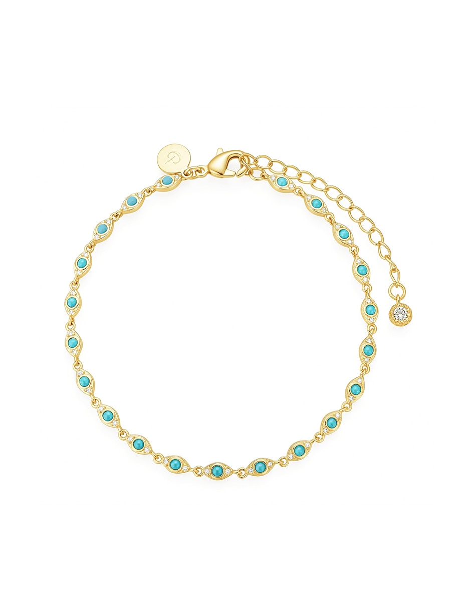 Pulsera con zirconia acabado baño de oro 14 K Pulsera con zirconia acabado baño de oro 14 K