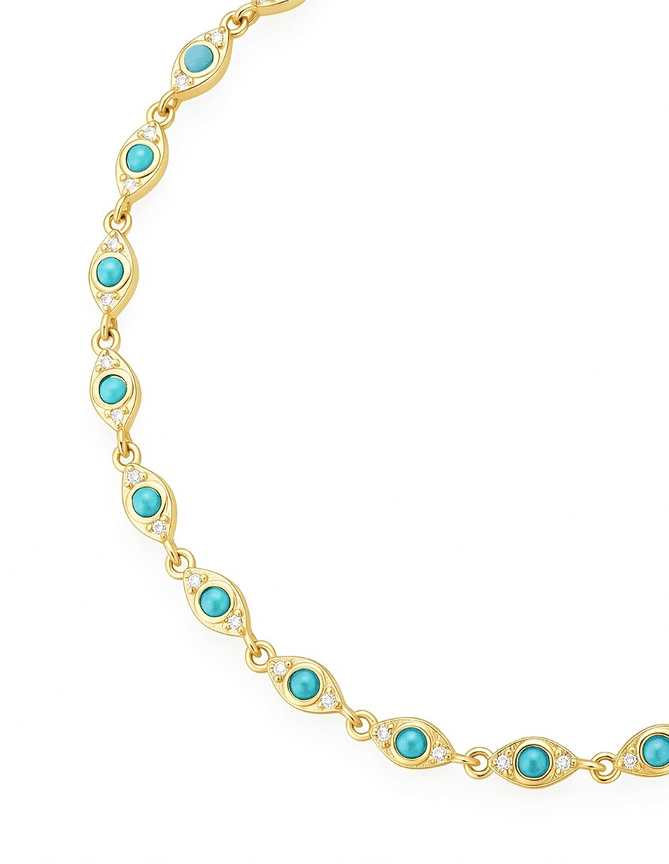 Pulsera con zirconia acabado baño de oro 14 K 2