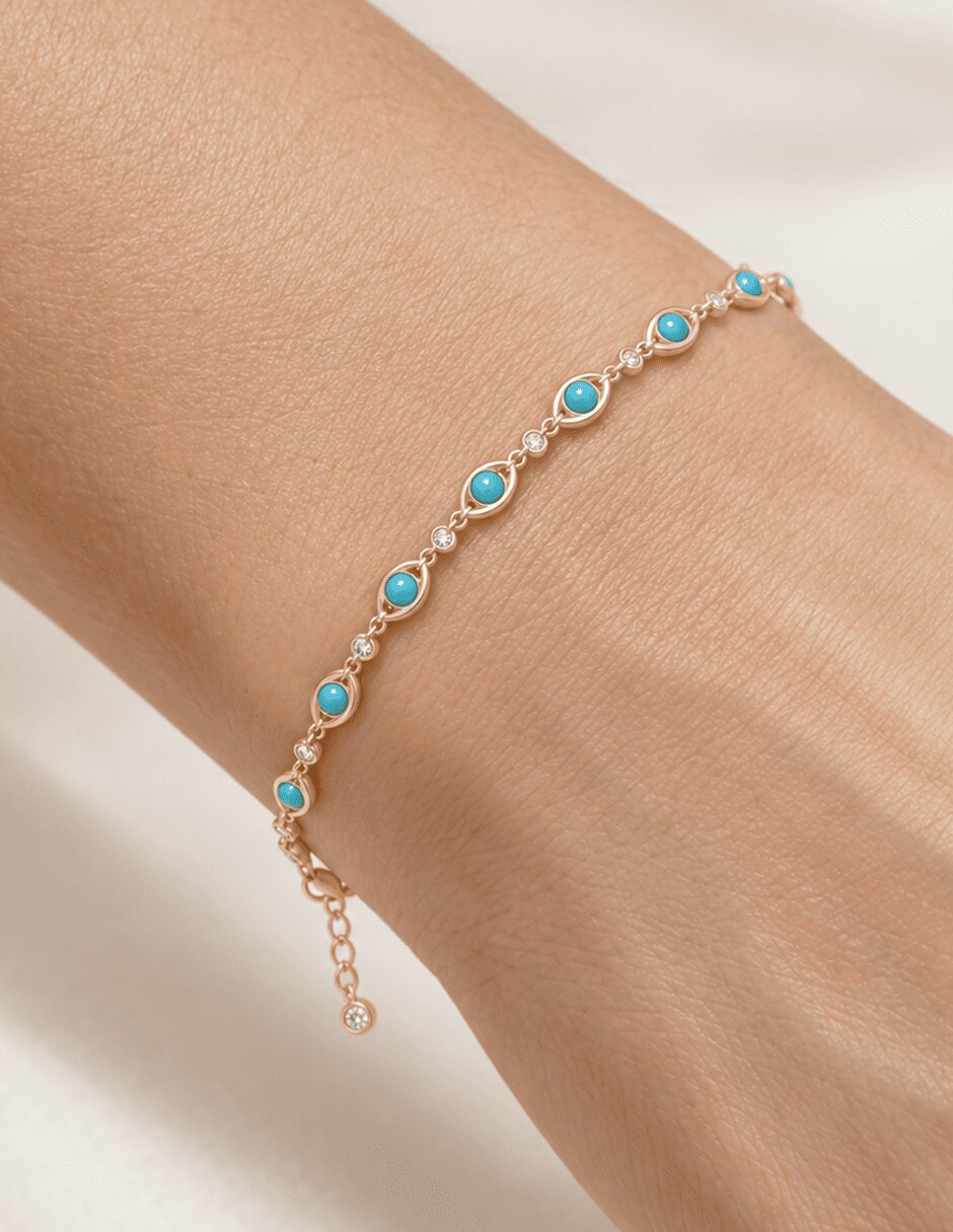 Pulsera con zirconia acabado baño de oro 14 K 4