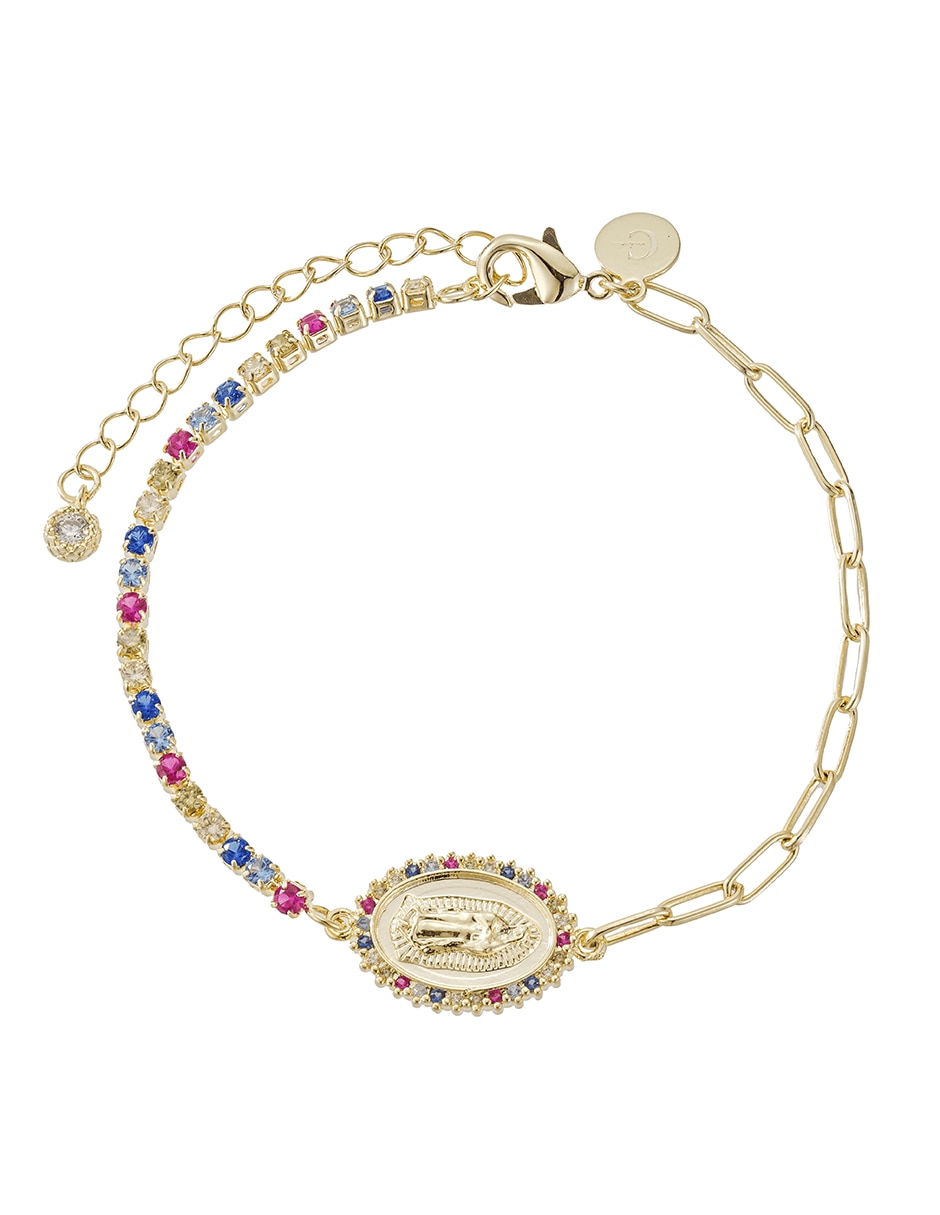 Pulsera con zirconia acabado baño de oro 14 K Pulsera con zirconia acabado baño de oro 14 K