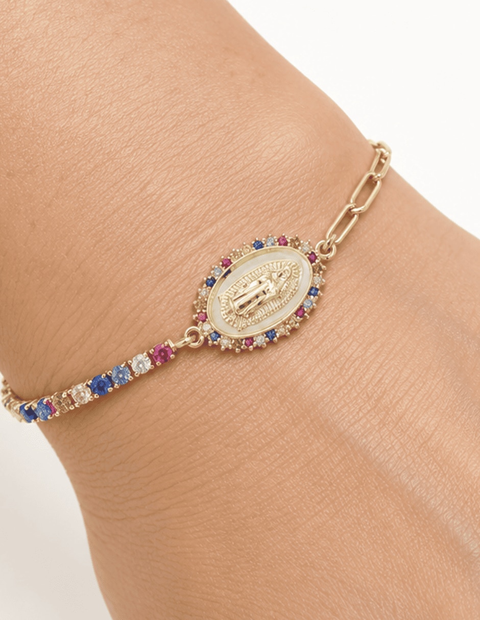 Pulsera con zirconia acabado baño de oro 14 K 4