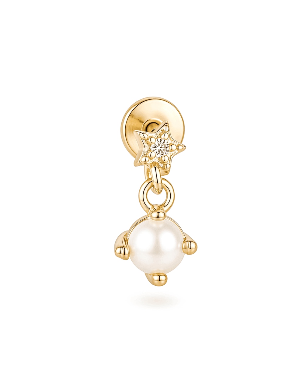 Piercing de estrella de 14 k perla acabado de baño de oro