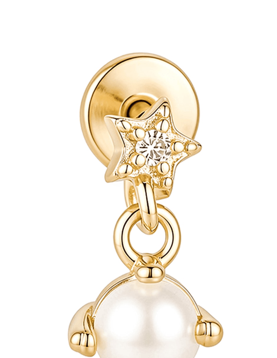 Piercing de estrella de 14 k perla acabado de baño de oro 2