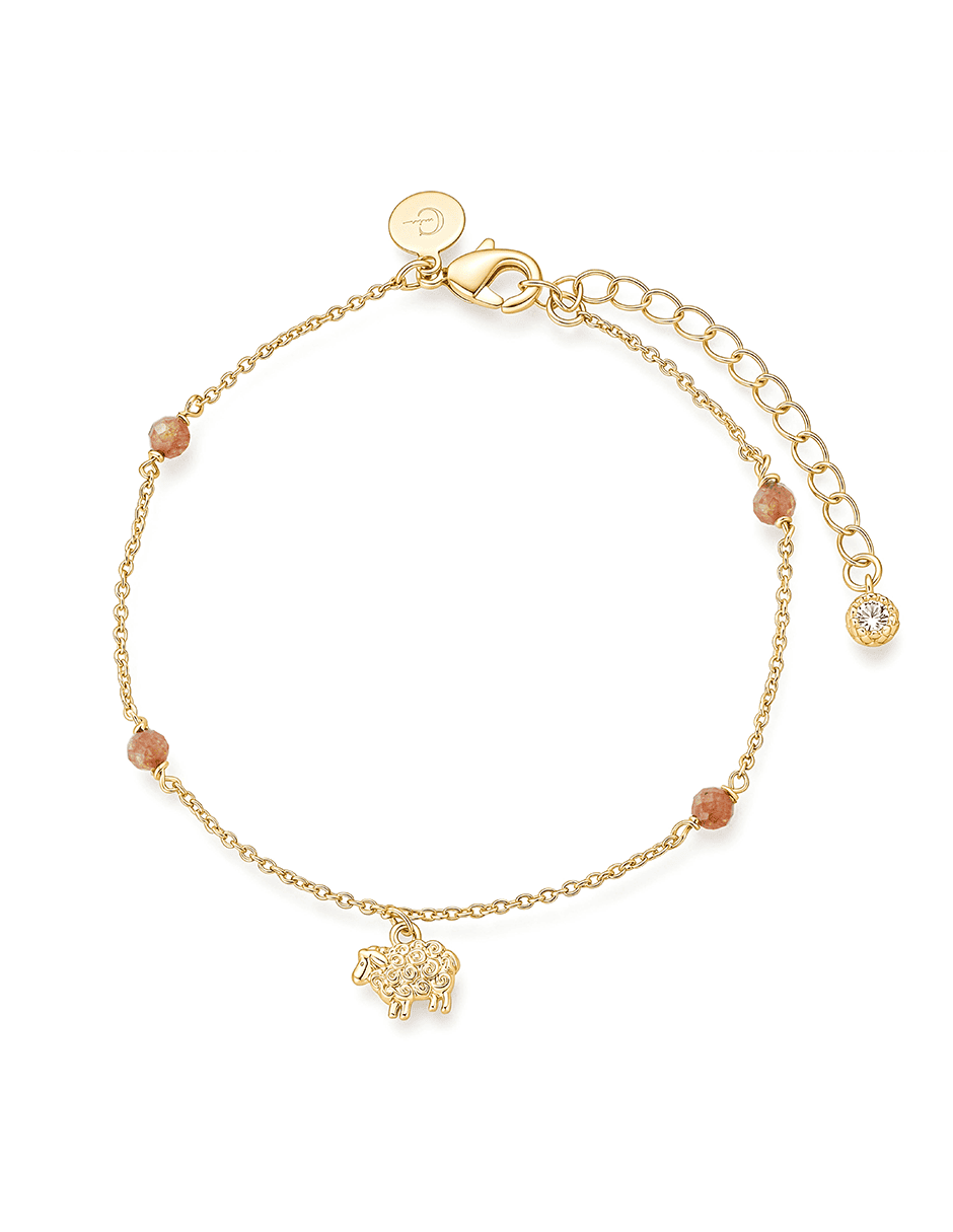 Pulsera con morganita acabado baño de oro 14 K
