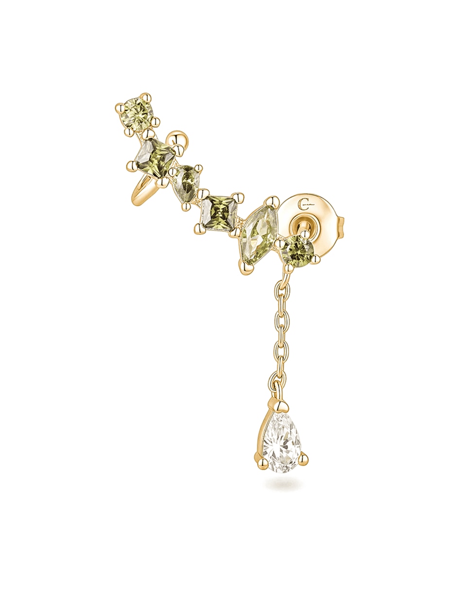 Aretes cortos con acabado baño de oro 14 K zirconia 2