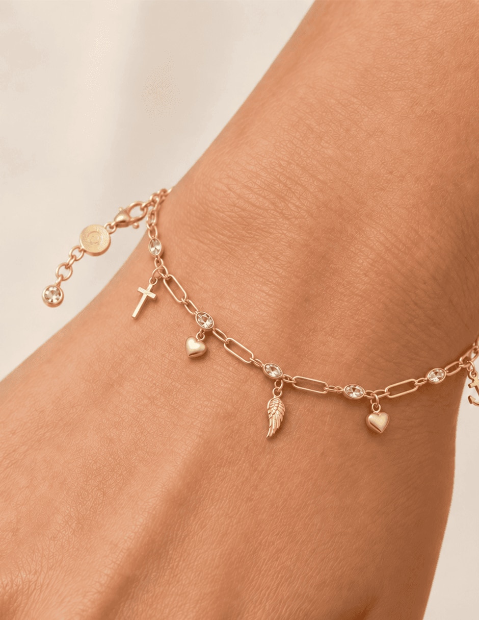 Pulsera con zirconia acabado baño de oro 14 K 4