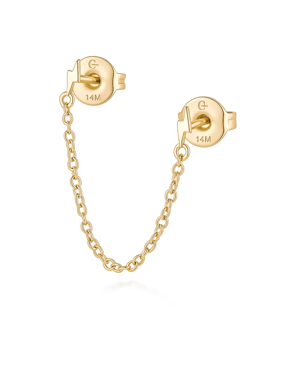 Piercing de rayo de 14 k acabado de baño de oro