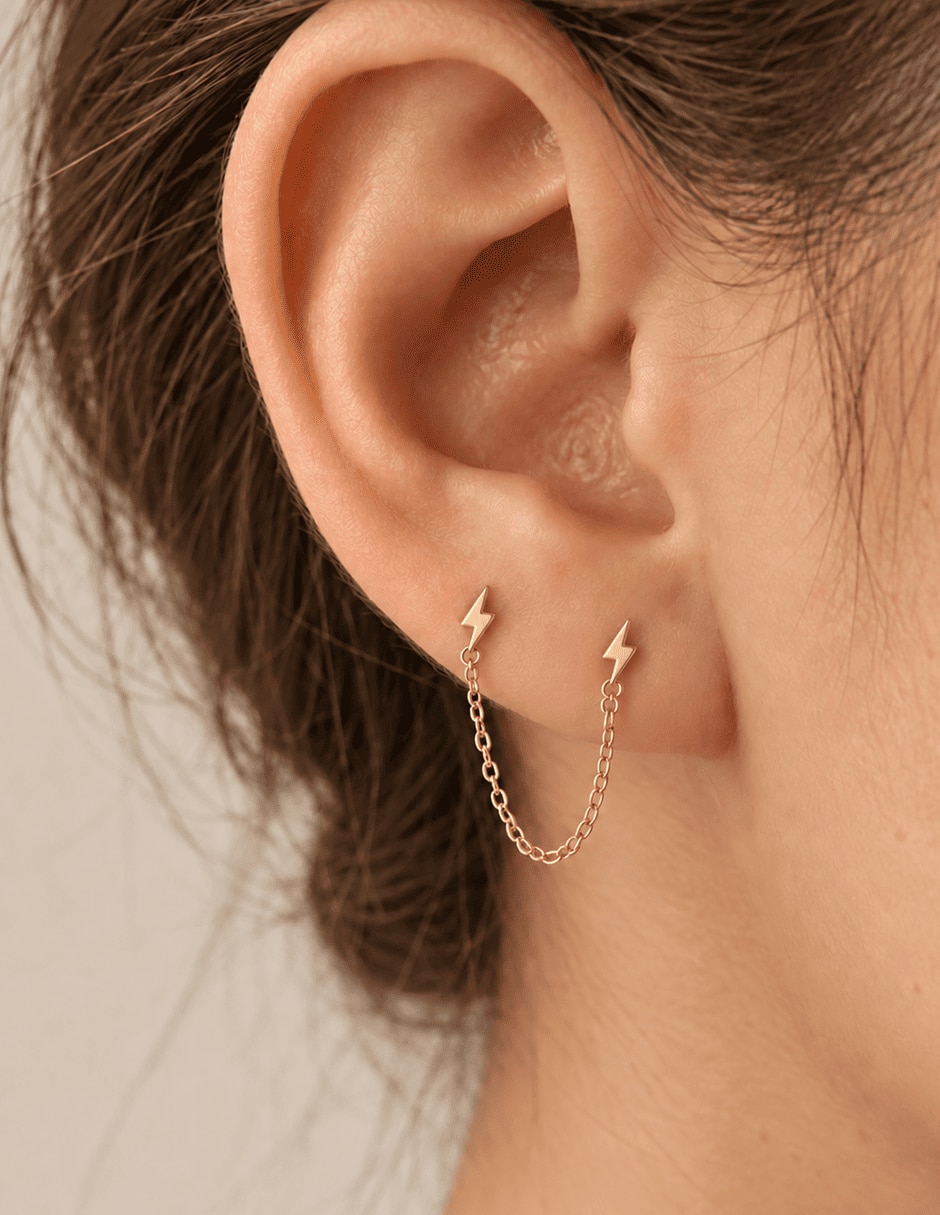Piercing de rayo de 14 k acabado de baño de oro 4