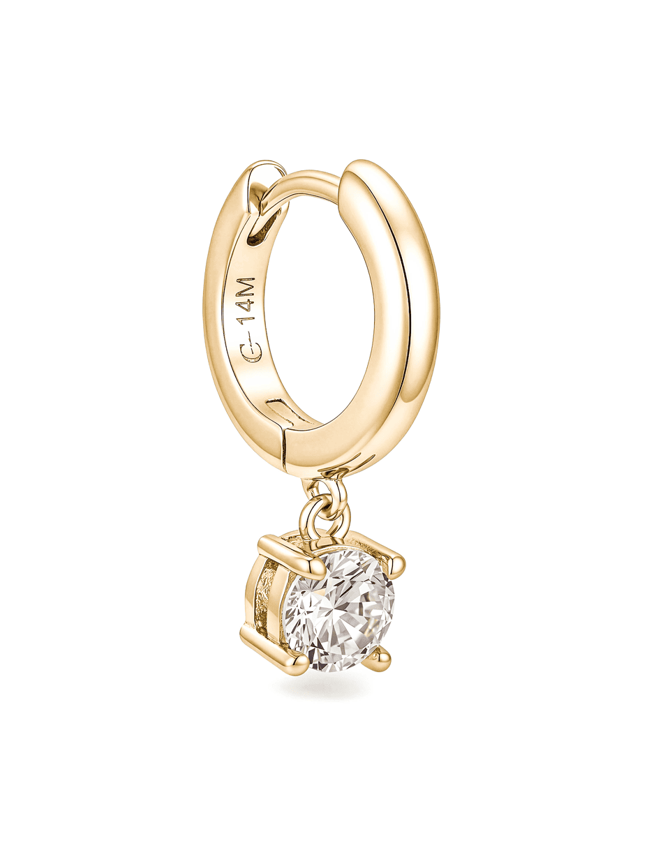 Aretes huggies de gota con acabado baño de oro 14 K zirconia 2