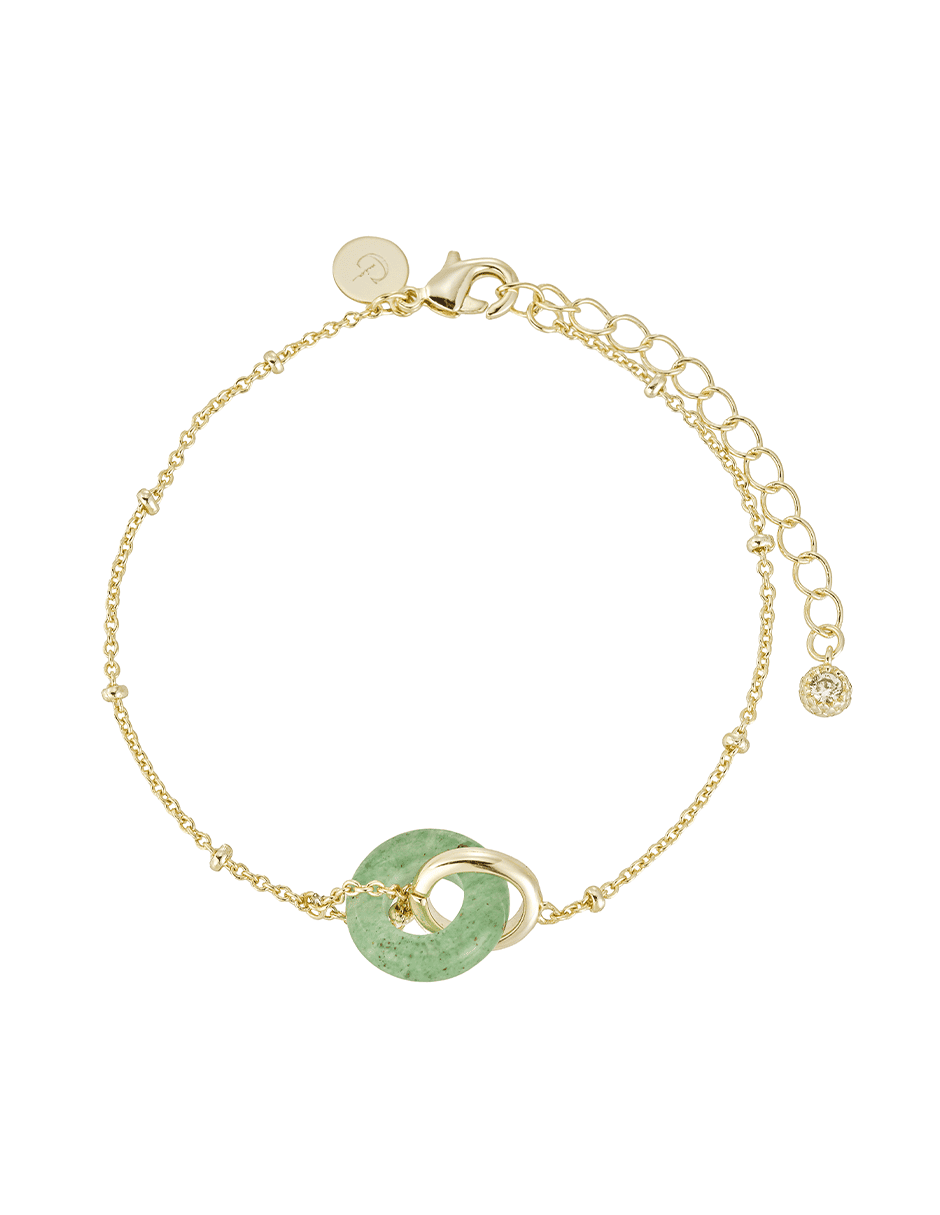 Collar y pulsera con acabado baño de oro 14 K jade 2
