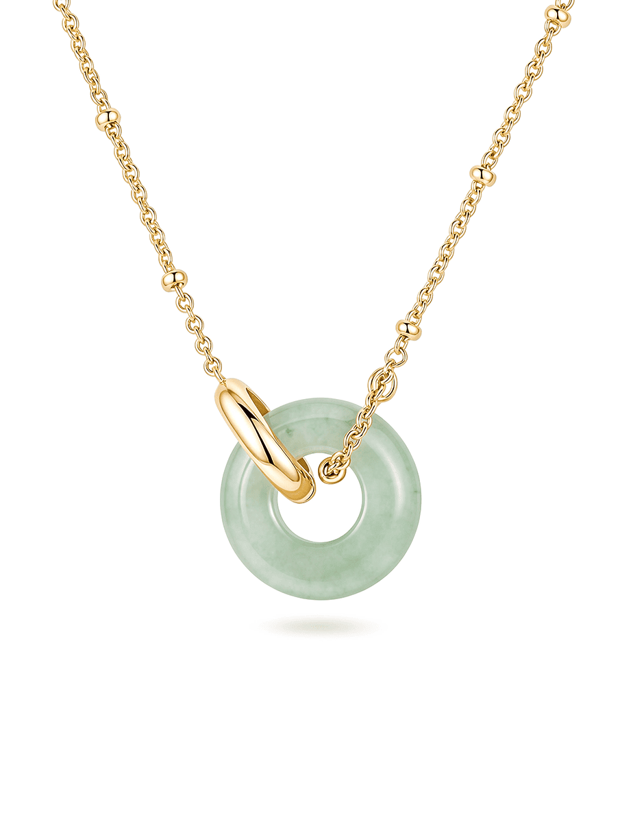 Collar y pulsera con acabado baño de oro 14 K jade 3