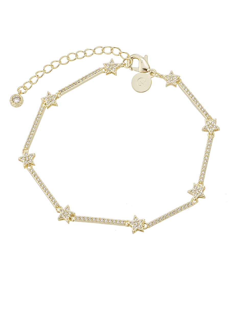 Pulsera con zirconia acabado baño de oro 14 K