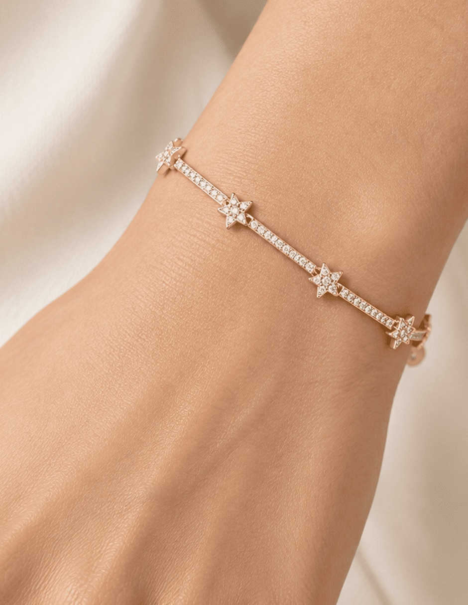 Pulsera con zirconia acabado baño de oro 14 K 4