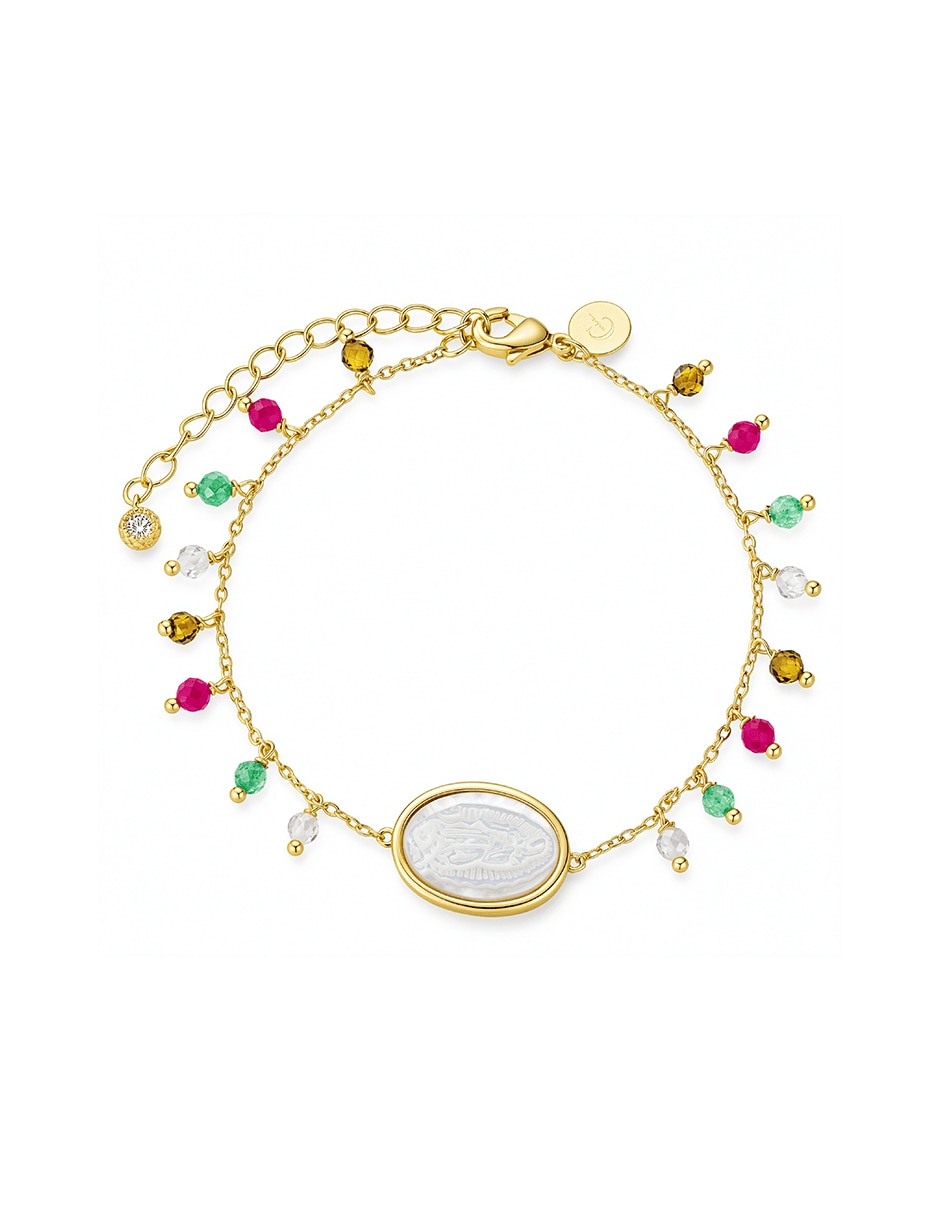 Pulsera con zirconia acabado baño de oro 14 K