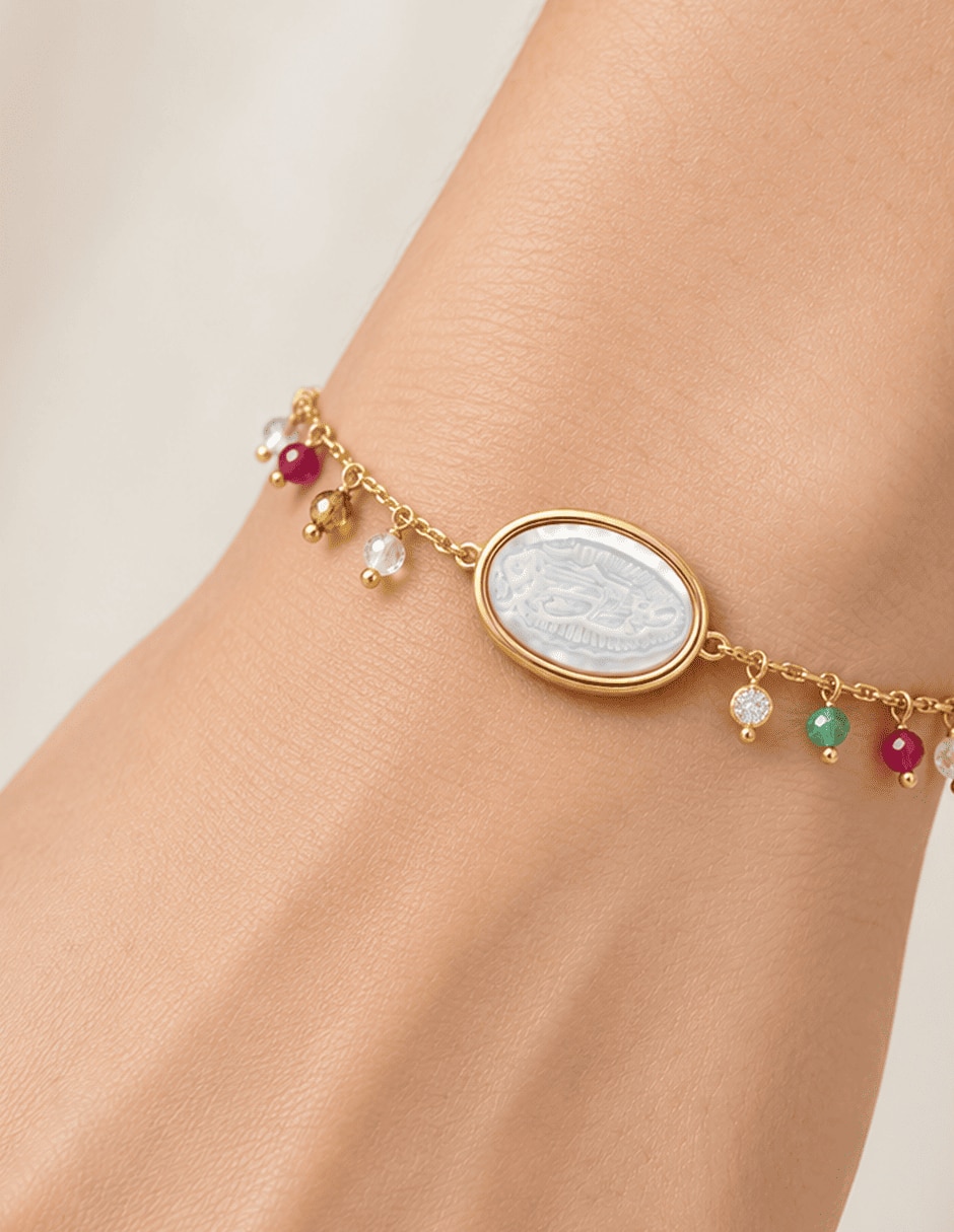 Pulsera con zirconia acabado baño de oro 14 K 4