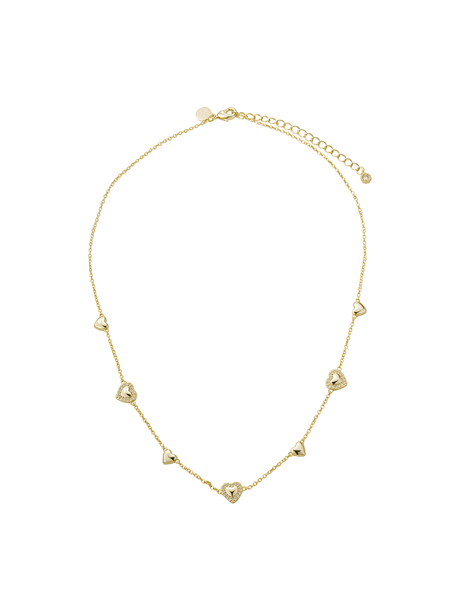 Collar de corazón con acabado baño de oro 14 K