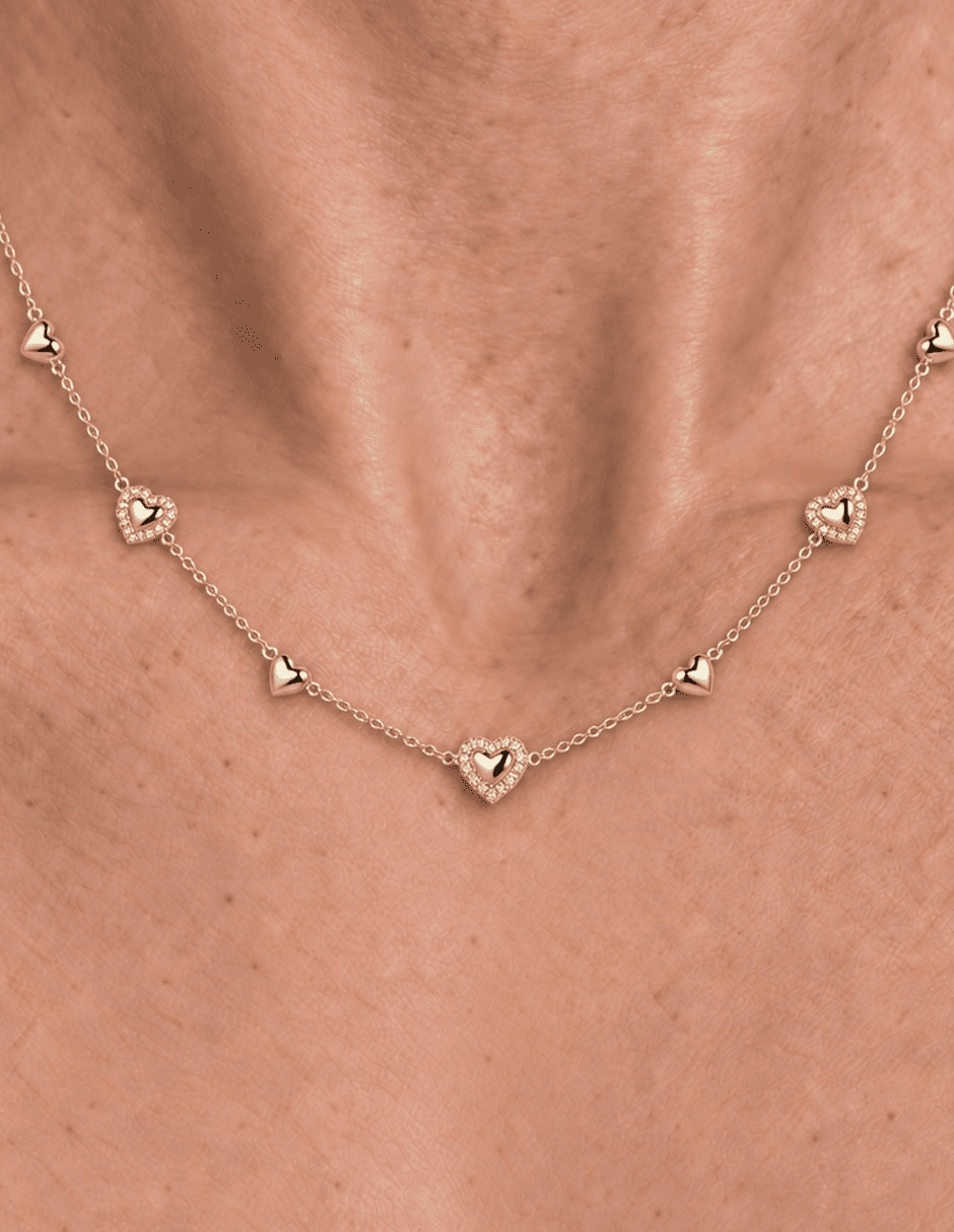 Collar de corazón con acabado baño de oro 14 K 4