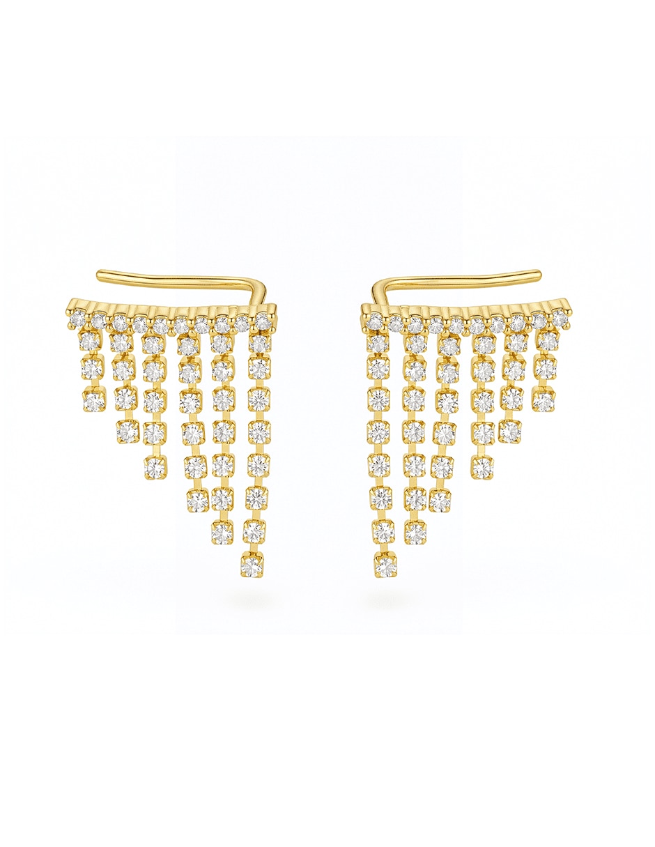 Aretes cortos con acabado baño de oro 14 K zirconia