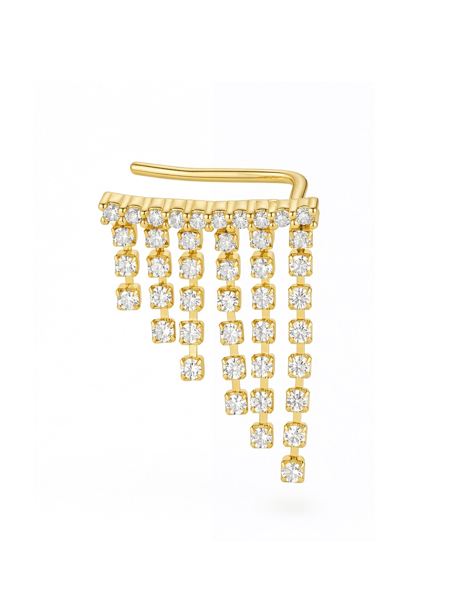 Aretes cortos con acabado baño de oro 14 K zirconia 2