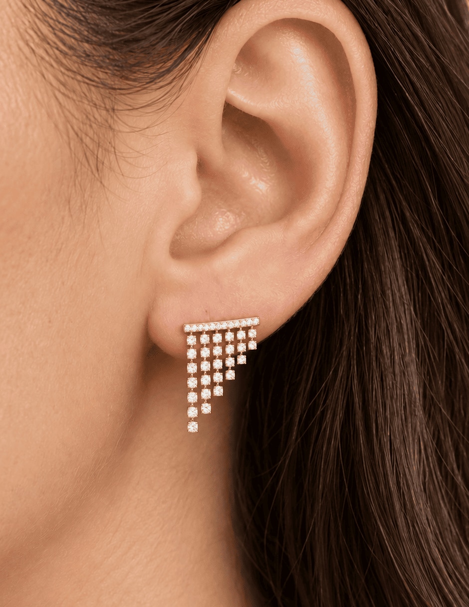 Aretes cortos con acabado baño de oro 14 K zirconia 3