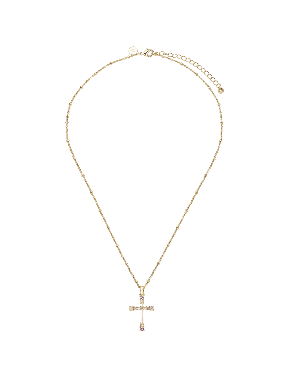 Collar de cruz con acabado baño de oro 14 K